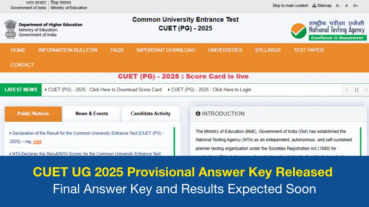 CUET UG 2025 Provisional Answer Key Released Final Answer Key.webp